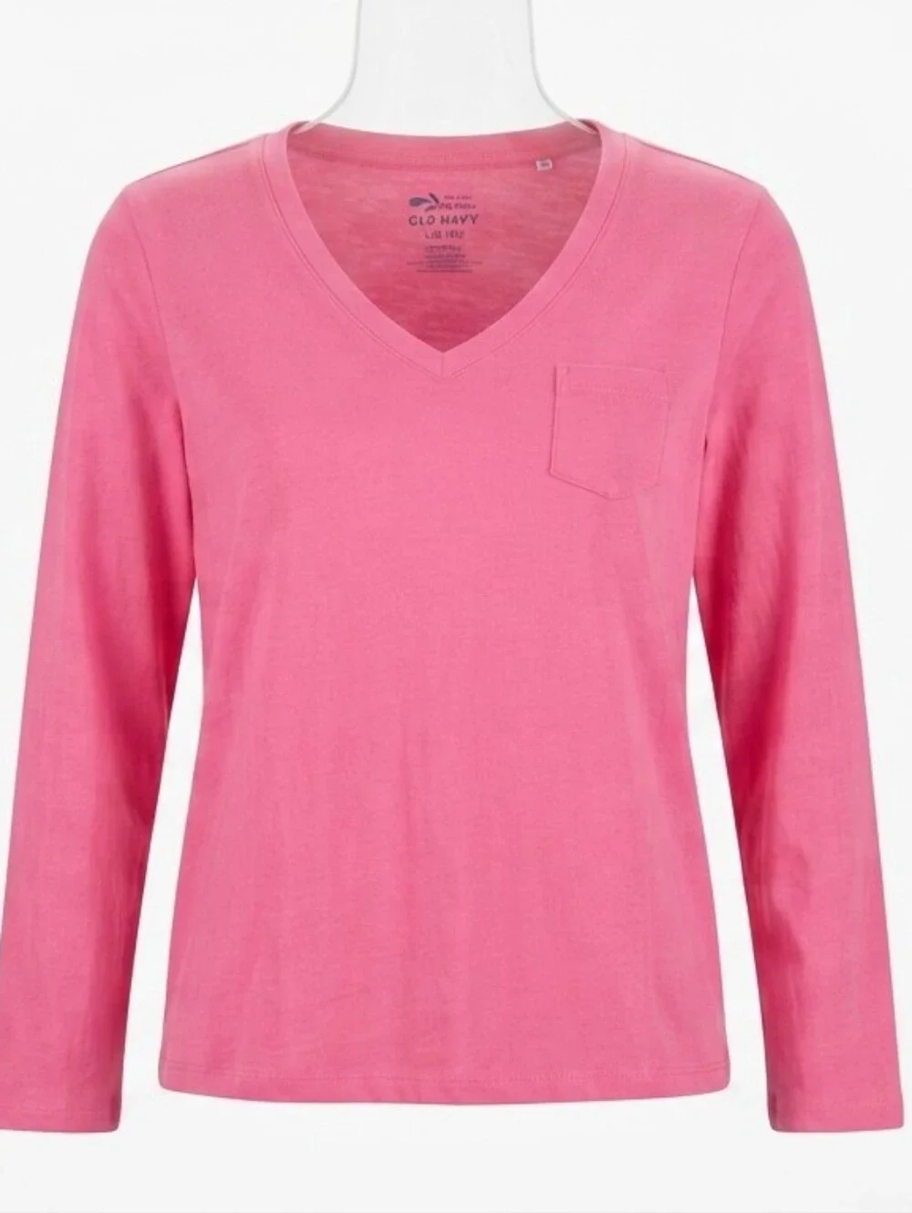 ​Old Navy Girls Large (10-12) Pink Long Sleeve V-Neck Pocket Tee